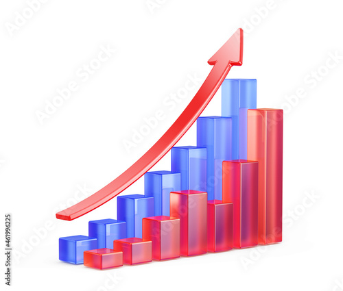 Free Download Statistic, growth concept. Bar charts and arrow isolated on white background - 3d rendering - GFXLoad