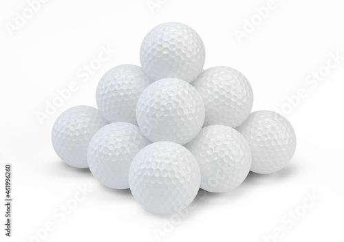Golf balls isolated on white background. 3d rendering