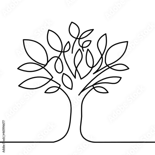 Abstract tree as line drawing on the white background. Vector