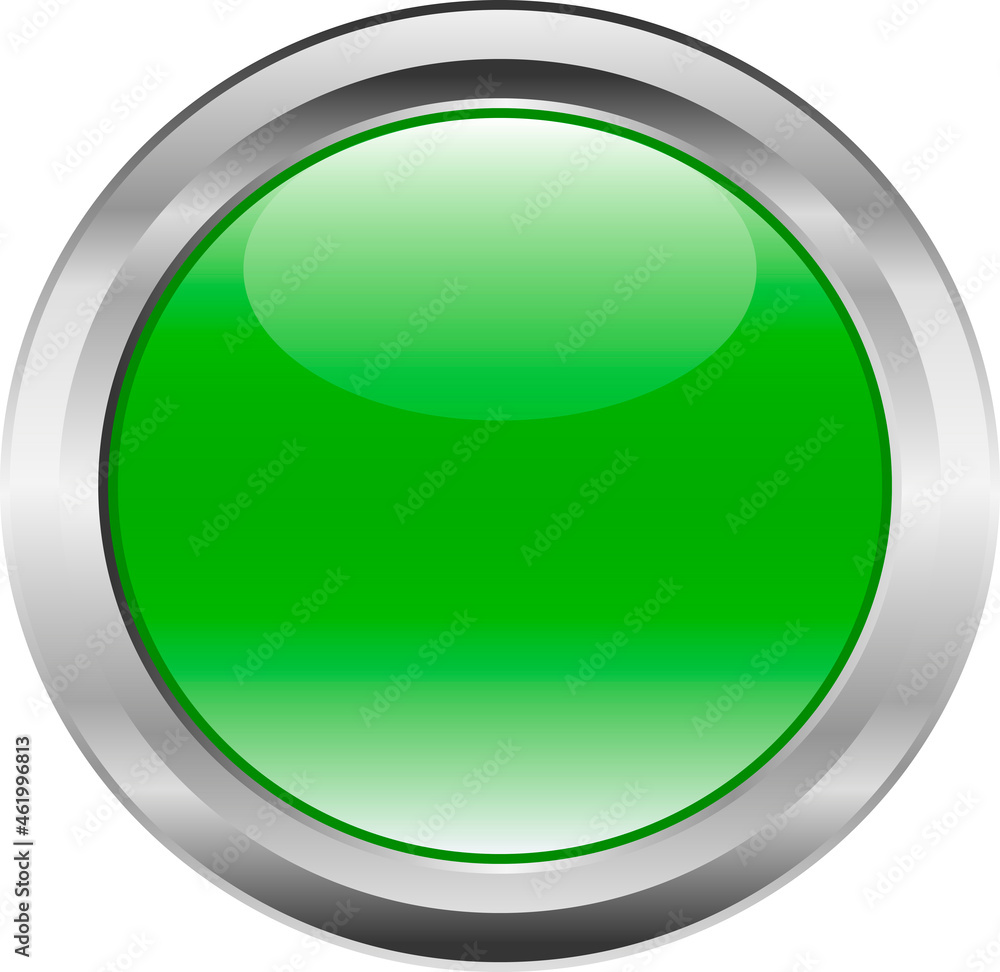 green button with metal border green button with metal border