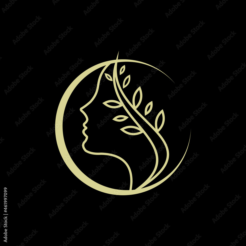 woman face beauty logo design template vector