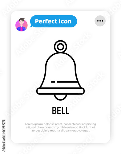 Bell thin line icon. Symbol of christianity. Modern vector illustration of notification symbol.