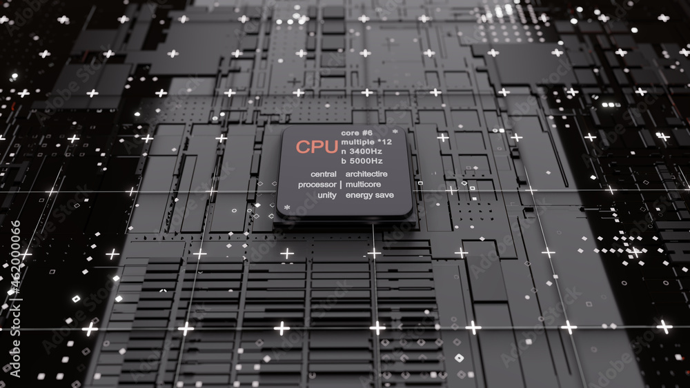 Central Computer Processors CPU concept. 3d rendering