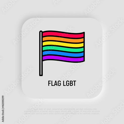 Rainbow flag LGBT thin line icon. Modern vector illustration.