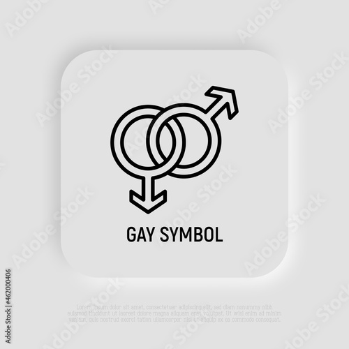 Gay symbol thin line icon in rainbow color. Modern vector illustration.