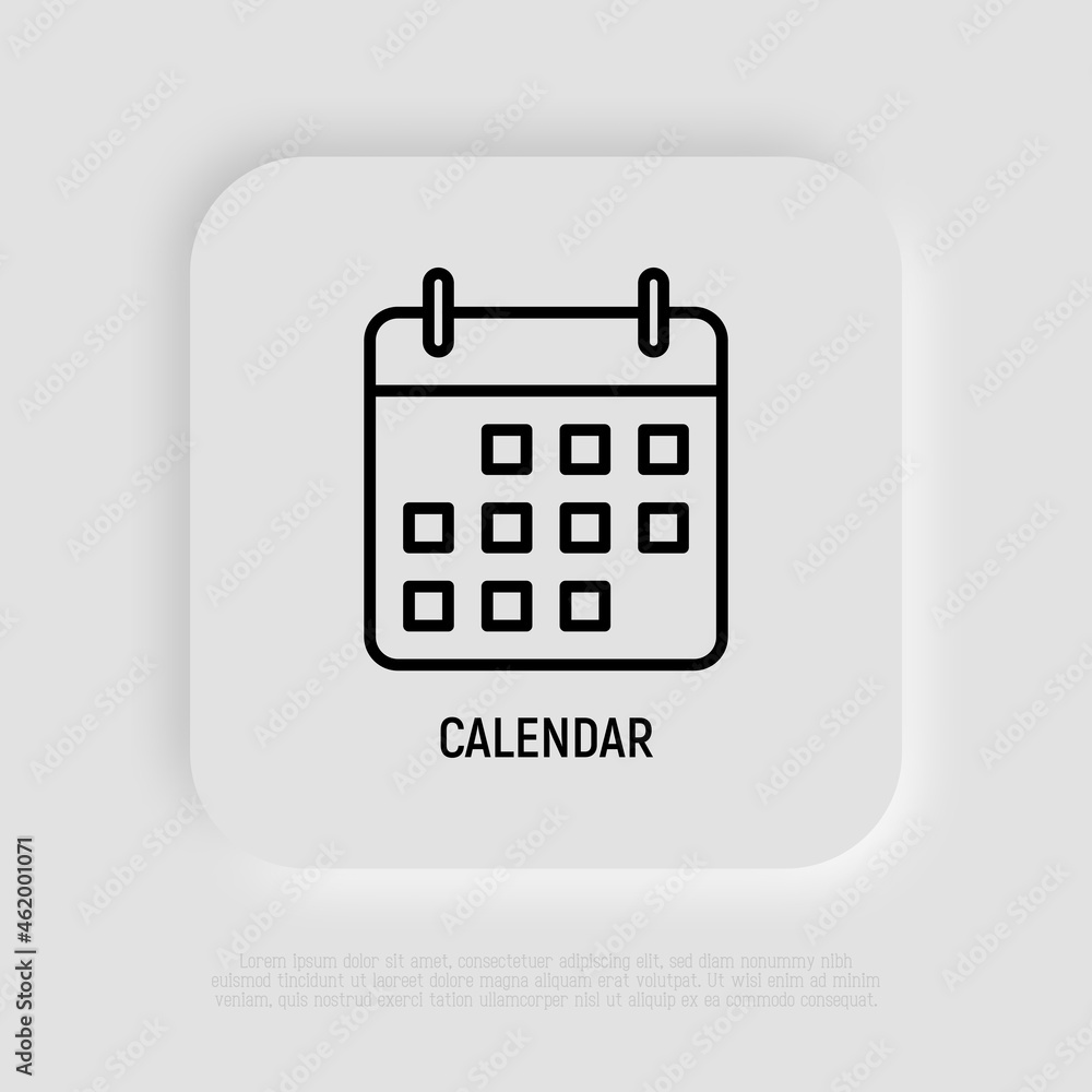 Calendar thin line icon. Modern vector illustration. Calendar thin line icon. Modern vector illustration.