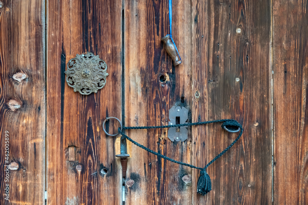Wooden door detail in village house Wooden door detail in village house