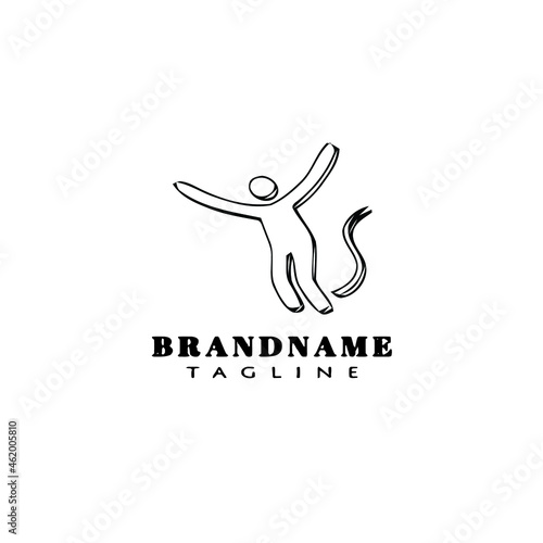 bungee jumper cartoon logo icon design black isolated vector illustration