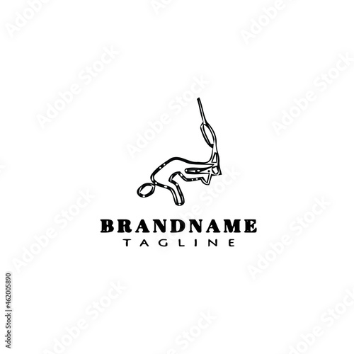 bungee jumper cartoon logo icon design template black vector illustration