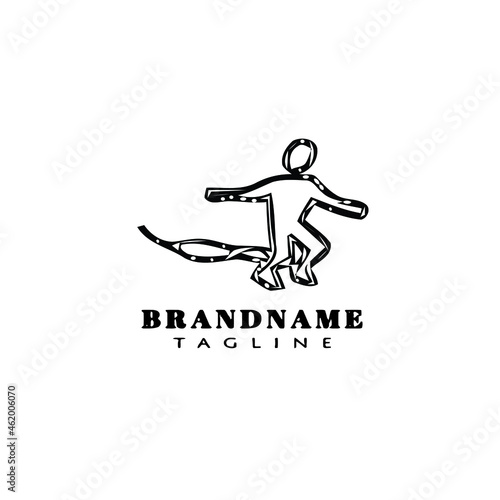 bungee jumper cartoon logo icon design template black isolated cute illustration