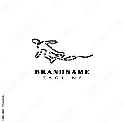 bungee jumper cartoon logo icon cute template black isolated vector illustration