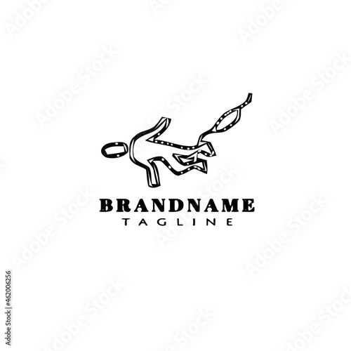 bungee jumper cartoon logo icon design cute black isolated vector illustration