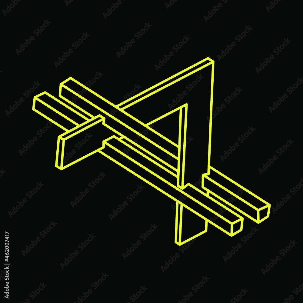 Impossible shapes. Sacred geometry. Optical illusion figure. Abstract eternal geometric objects. Impossible endless outline shapes. Optical art. Impossible geometry shape on a black background. Impossible shapes. Sacred geometry. Optical illusion figure. Abstract eternal geometric objects. Impossible endless outline shapes. Optical art. Impossible geometry shape on a black background.