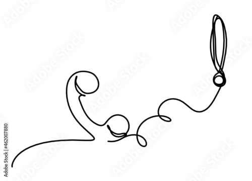 Abstract handset as line drawing on white background. Vector