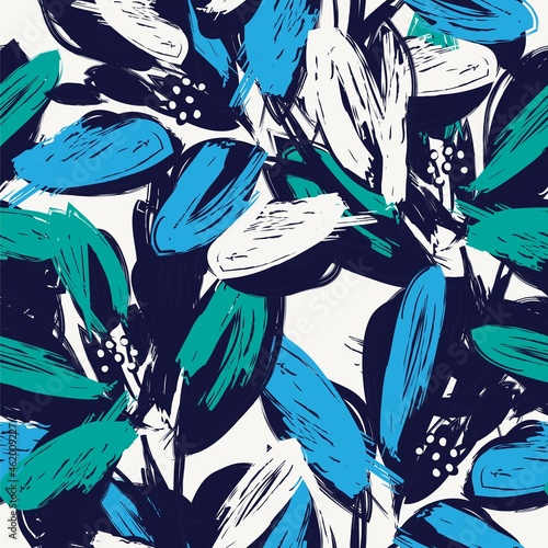 Floral Brush strokes Seamless Pattern Background