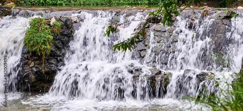 River flow close to small stones. beautiful rapids on the river.