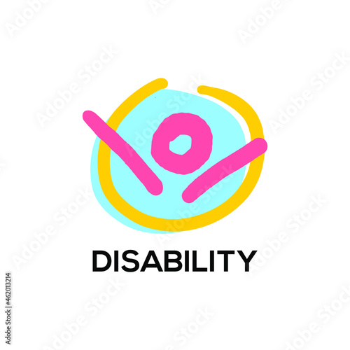 Disability, Design element for logo, poster, card, banner, emblem, t shirt. Vector illustration