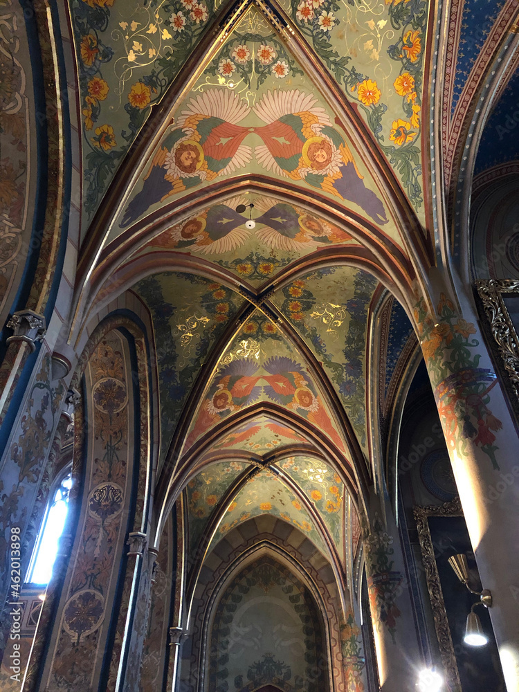 Ancient vaulted ceilings with art nouveau angels