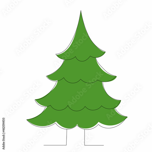 sketch green tree, contour, isolated, vector