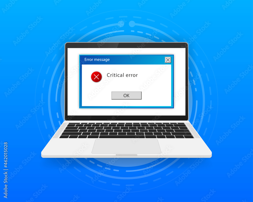 Concept operating system error warning for web page on screen computer. 404 error web page. Error warning window operating system. Vector illustration. Concept operating system error warning for web page on screen computer. 404 error web page. Error warning window operating system. Vector illustration.