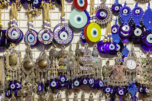Nazar Amulet or Turkish Eye amulets in the Grand Bazaar in Istanbul.