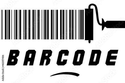 Barcode abstract art design in black and white colors using a paint roller. Used as a background or a poster for any Bar Code related concept like global security, tracking, scanning and encryption. photo