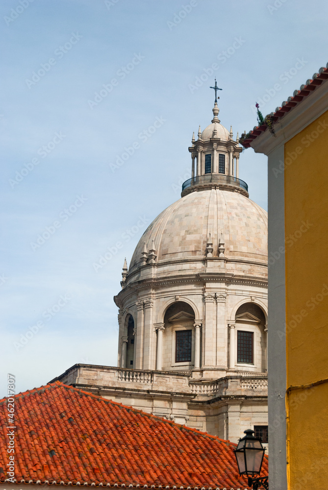 Pantheon of Lisbon and red-tiled roofs in a vertical architectural landscape - Lisbon, Portugal