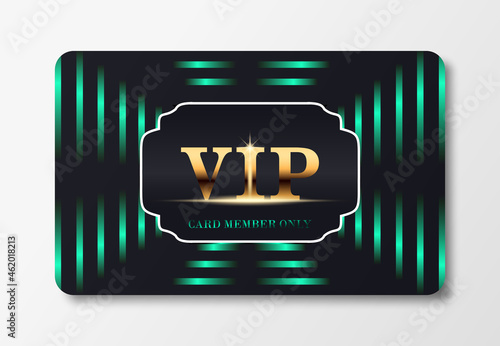 Elegant VIP card design template with blue line effect isolated on white background. Vector