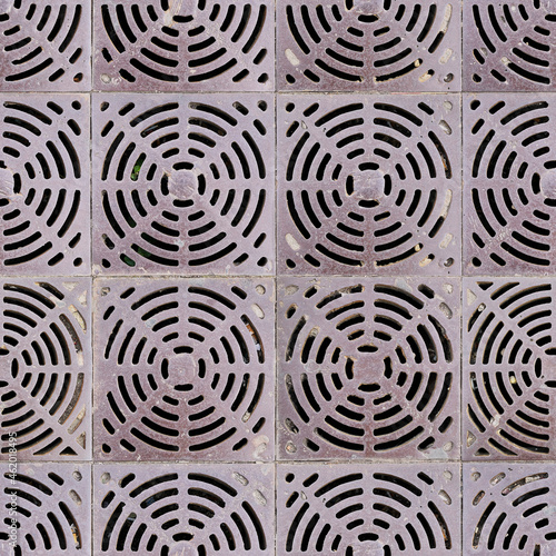 Metal floor texture with holes for water. Seamless texture. Perfect tiled on all sides.