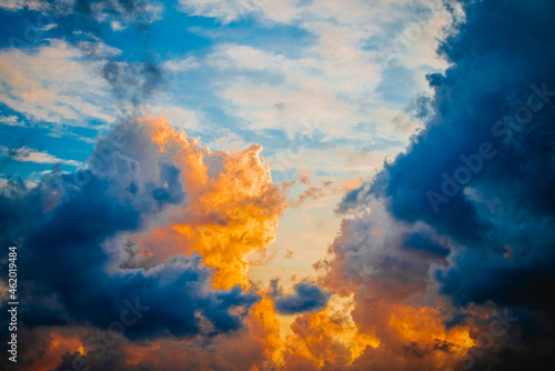 Fantastic colorful sunset with cloudy sky