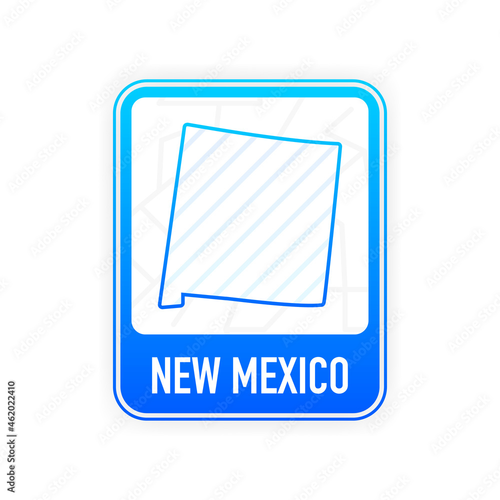 New Mexico - U.S. state. Contour line in white color on blue sign. Map of The United States of America. Vector illustration. New Mexico - U.S. state. Contour line in white color on blue sign. Map of The United States of America. Vector illustration.