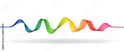 Sound waves. Background with flow lines. Color music equalizer. Abstract technology banner. Colorful sounwaves on white backdrop. Soft rainbow waveform track. Vector illustration. Curve audio spectrum