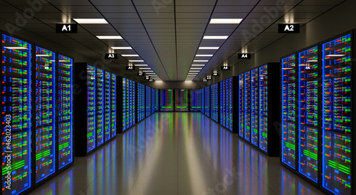 3d rendering server room.