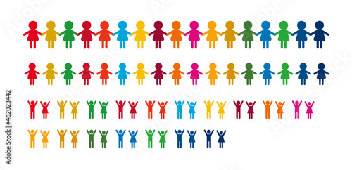  Set of various human-shaped icons inspired by SDGs. Vector illustration isolated on white background.