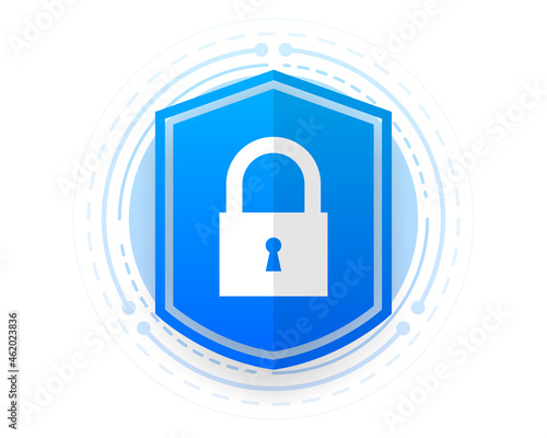 Cyber technology security, network protection sign on white background. Vector illustration.