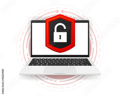 Cyber technology security, network protection sign. Checkmark signs Approved and Unapproved. Shield with green check mark and red mark. Safety, protection, secure concept. Vector illustration.