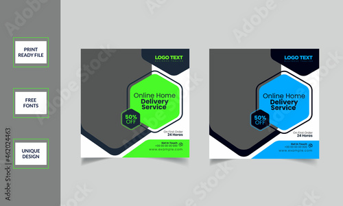 Online Home Delivery Service Banner Social Media Post Template