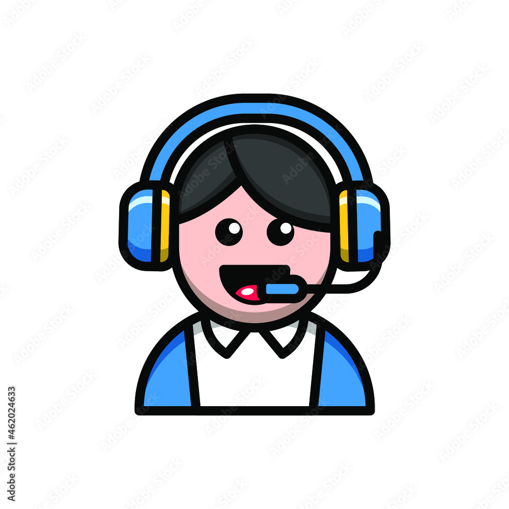 cute customer service icon illustration vector graphic