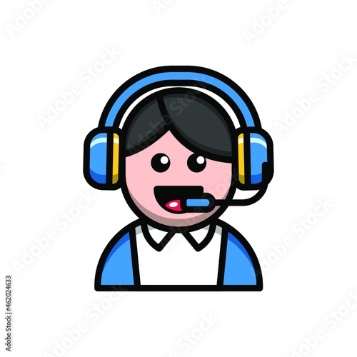 cute customer service icon illustration vector graphic © andre