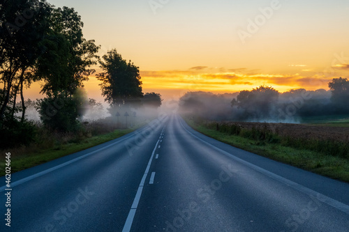 road in the morning