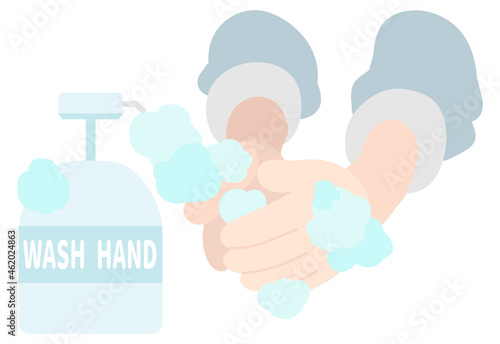 ハンドソープで手を洗う