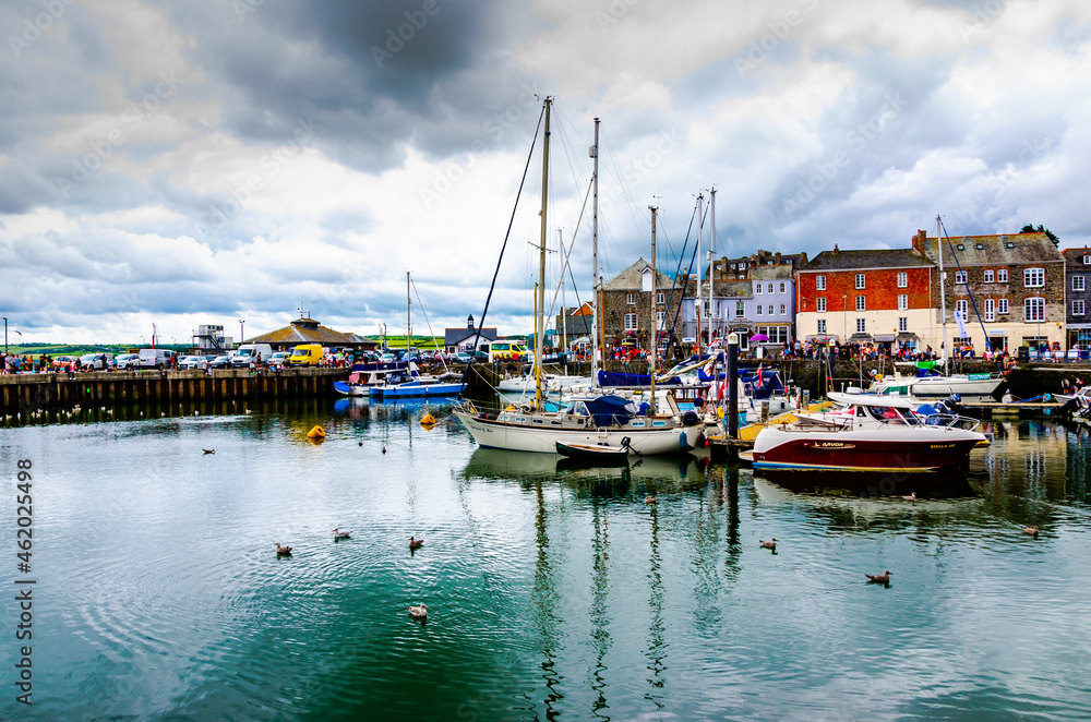 Beautiful harbour in a cloudy day at Padstow, England, United Kingdom 