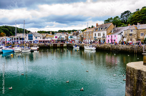 Beautiful harbour in a cloudy day at Padstow, England, United Kingdom  photo