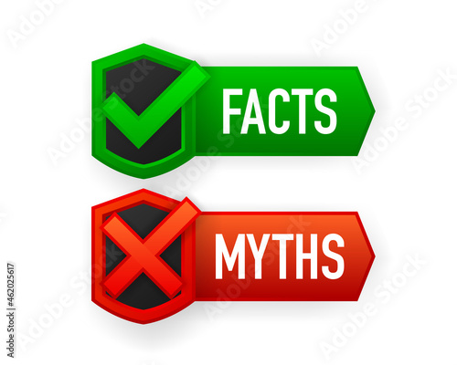 Myths or facts banner on white background. Vector illustration.