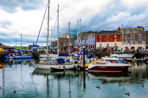 Beautiful harbour in a cloudy day at Padstow, England, United Kingdom 