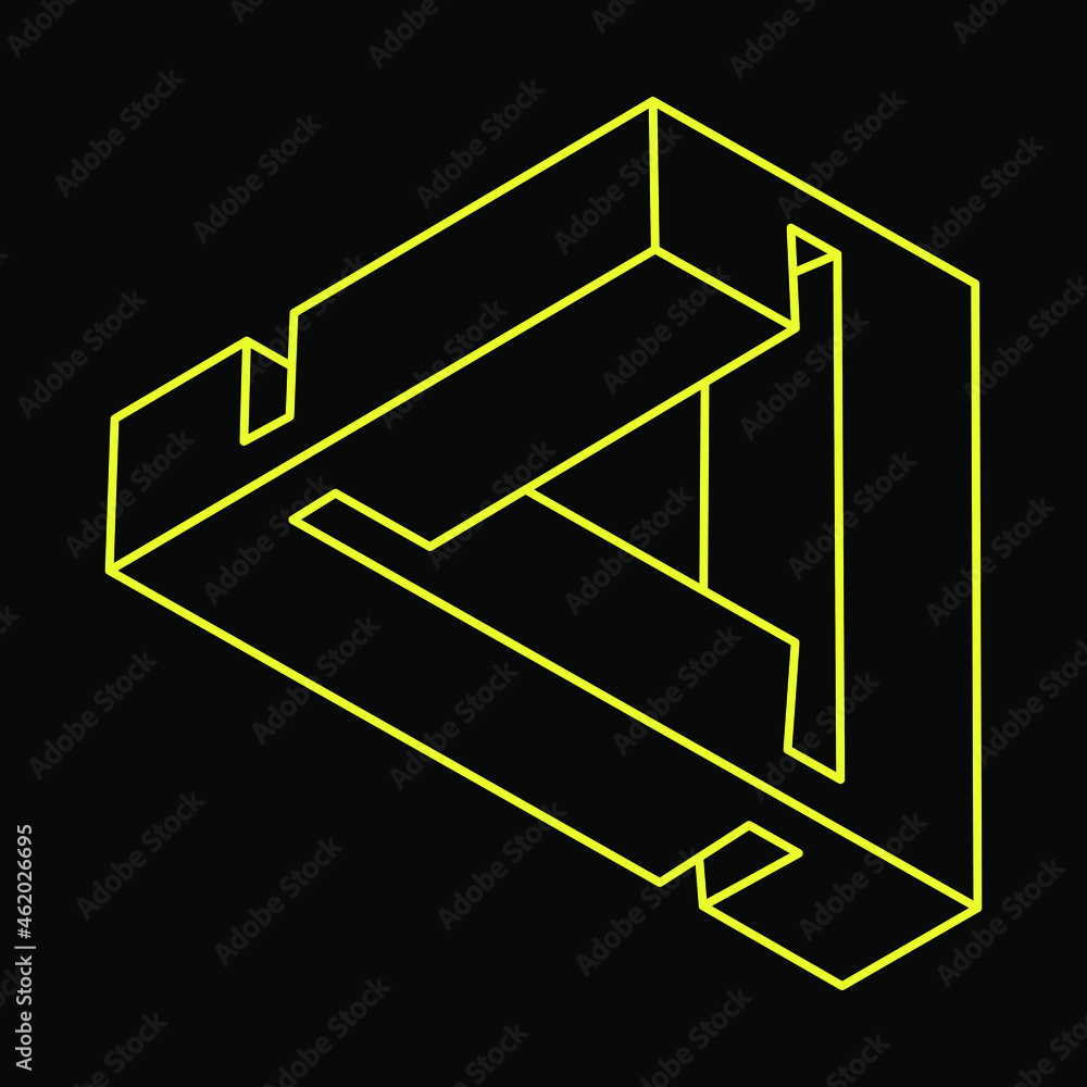 Escher paradox. Impossible shape, optical illusion, vector. Optical art object. Geometric figure. Escher paradox. Impossible shape, optical illusion, vector. Optical art object. Geometric figure.