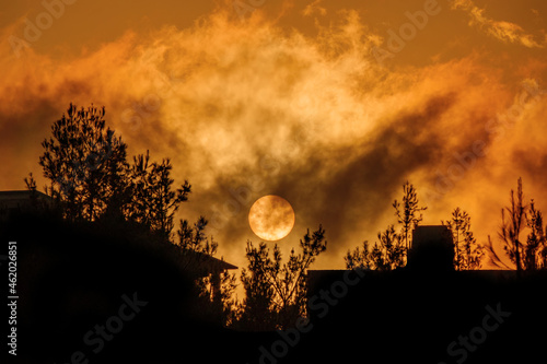 Sun and silhouette in the clouds