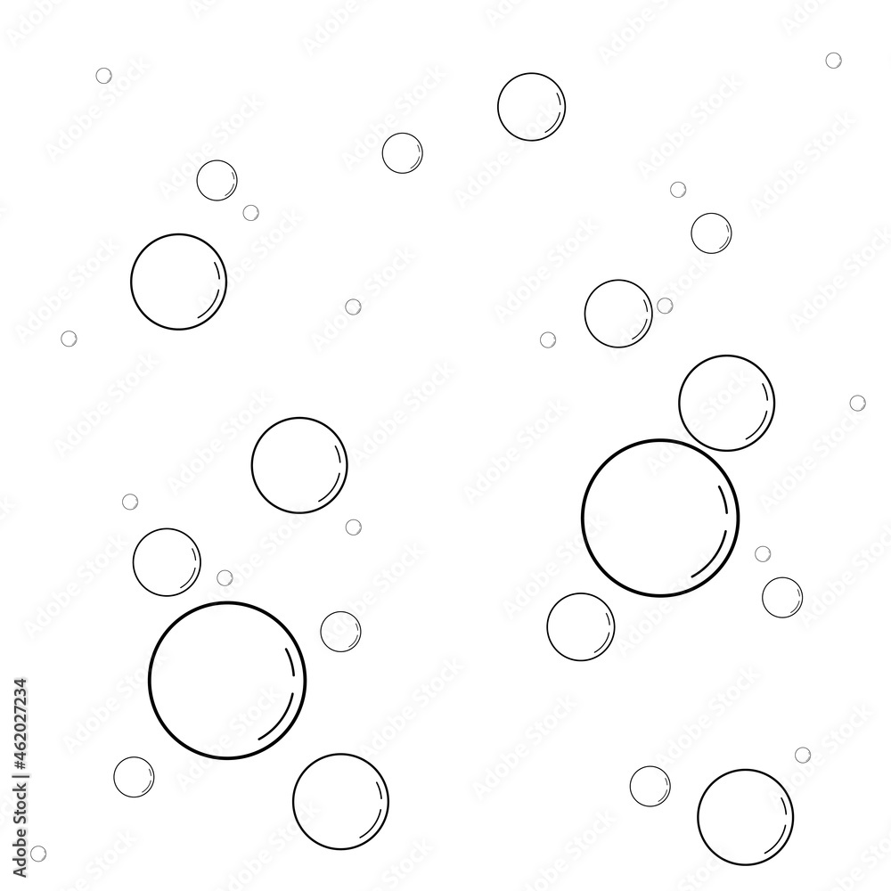 set of black and white balloons. Underwater bubbles. Bubble icons. Vector illustration