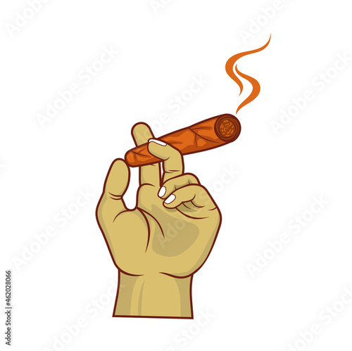 hand with cigar smoke