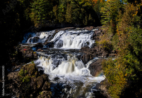 Plaisance Waterfalls in Outaouais, Quebec, Canada in autumn, Chute du moulin or Du moulin waterfalls, Papineau river.  photo